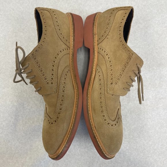 COLE HAAN MEN\'S BEIGE SUEDE WINGTIP NUBUCK BROGUE OXFORDS SIZE 9.5 M main image 10